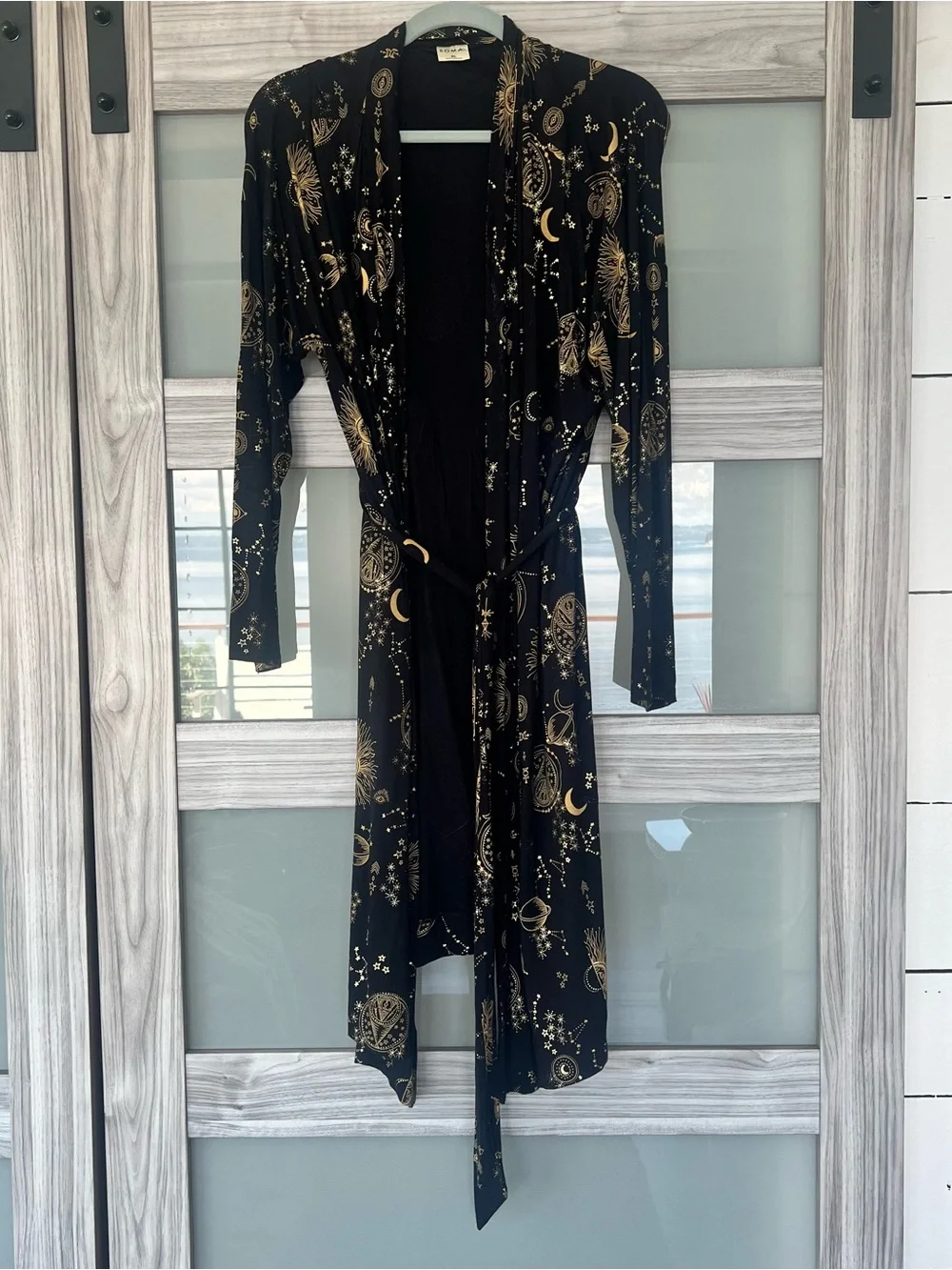 Soma cool cotton Robe with Gold Celestial Print - Picture 3 of 6